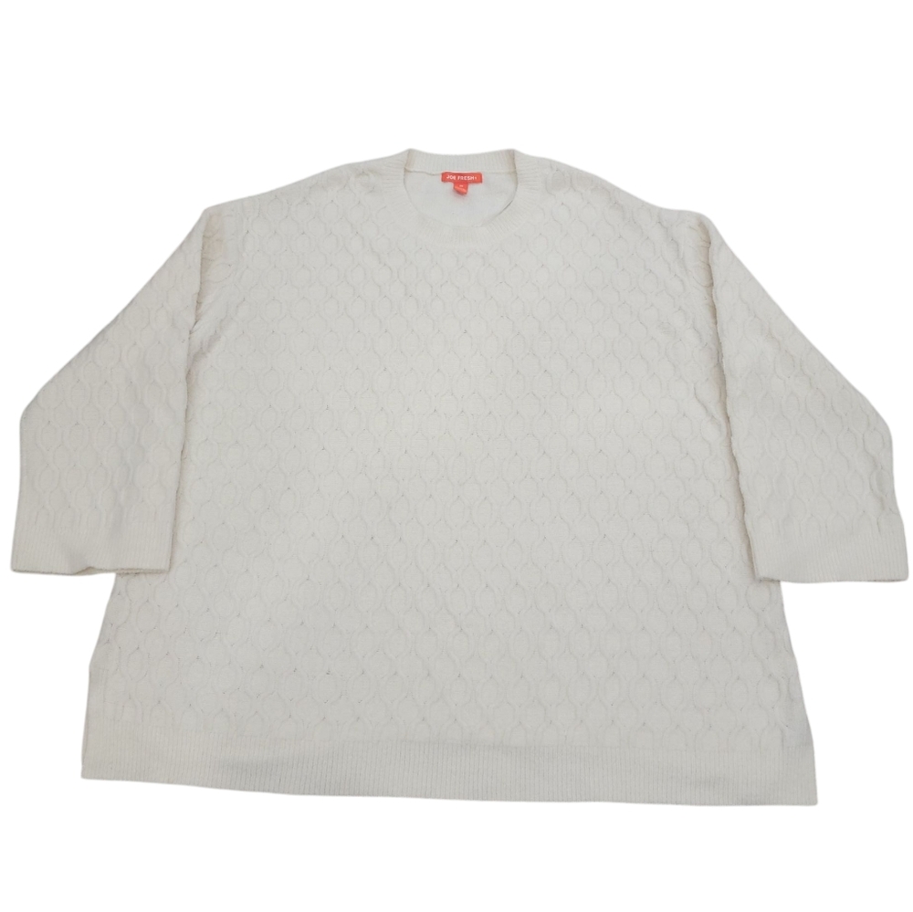 Joe Fresh Cable Knit Sweater Cozy Classic Crewneck Ivory Pullover Women’… - Picture 2 of 15